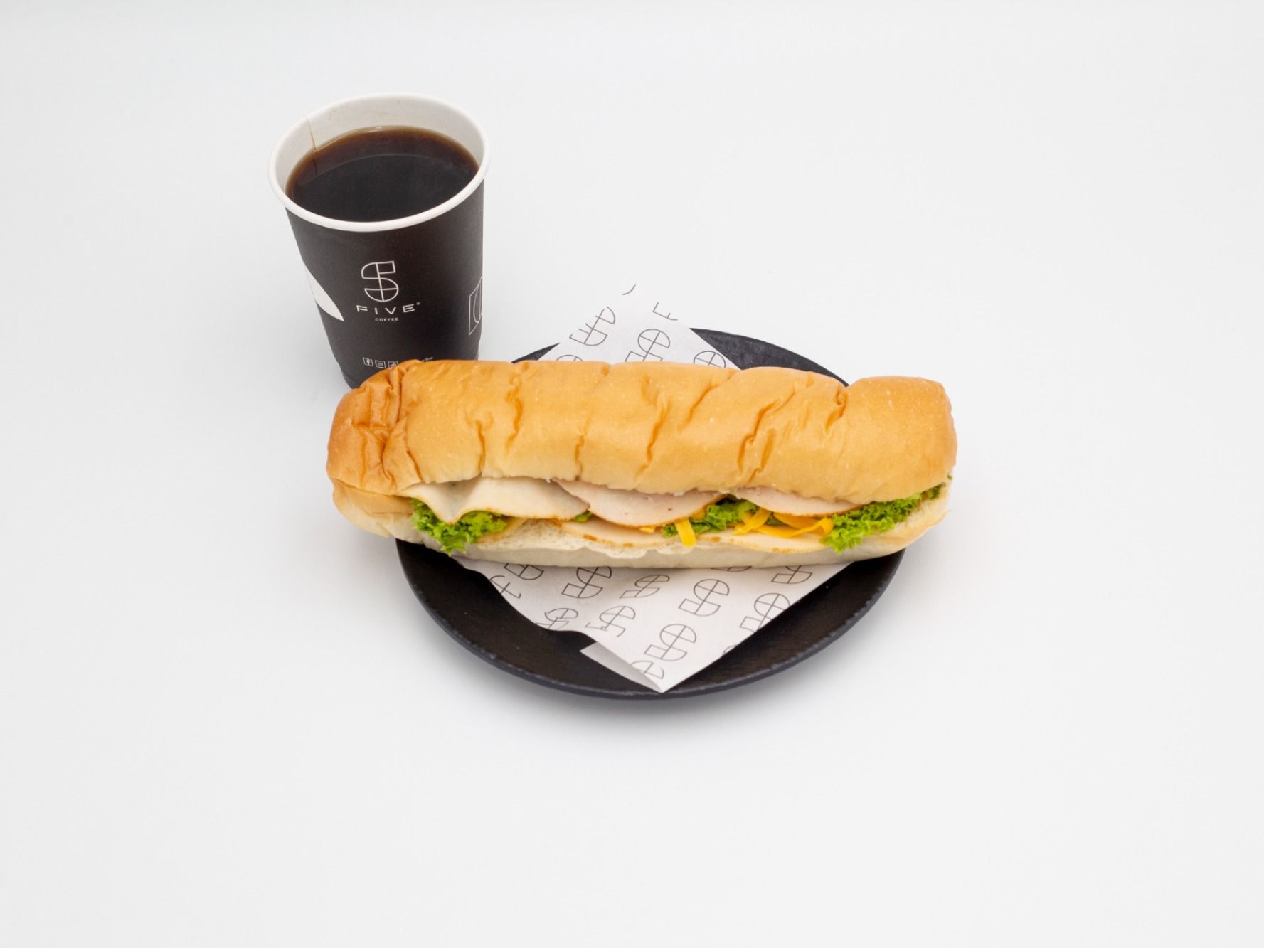 American Coffee And Turkey Sandwich