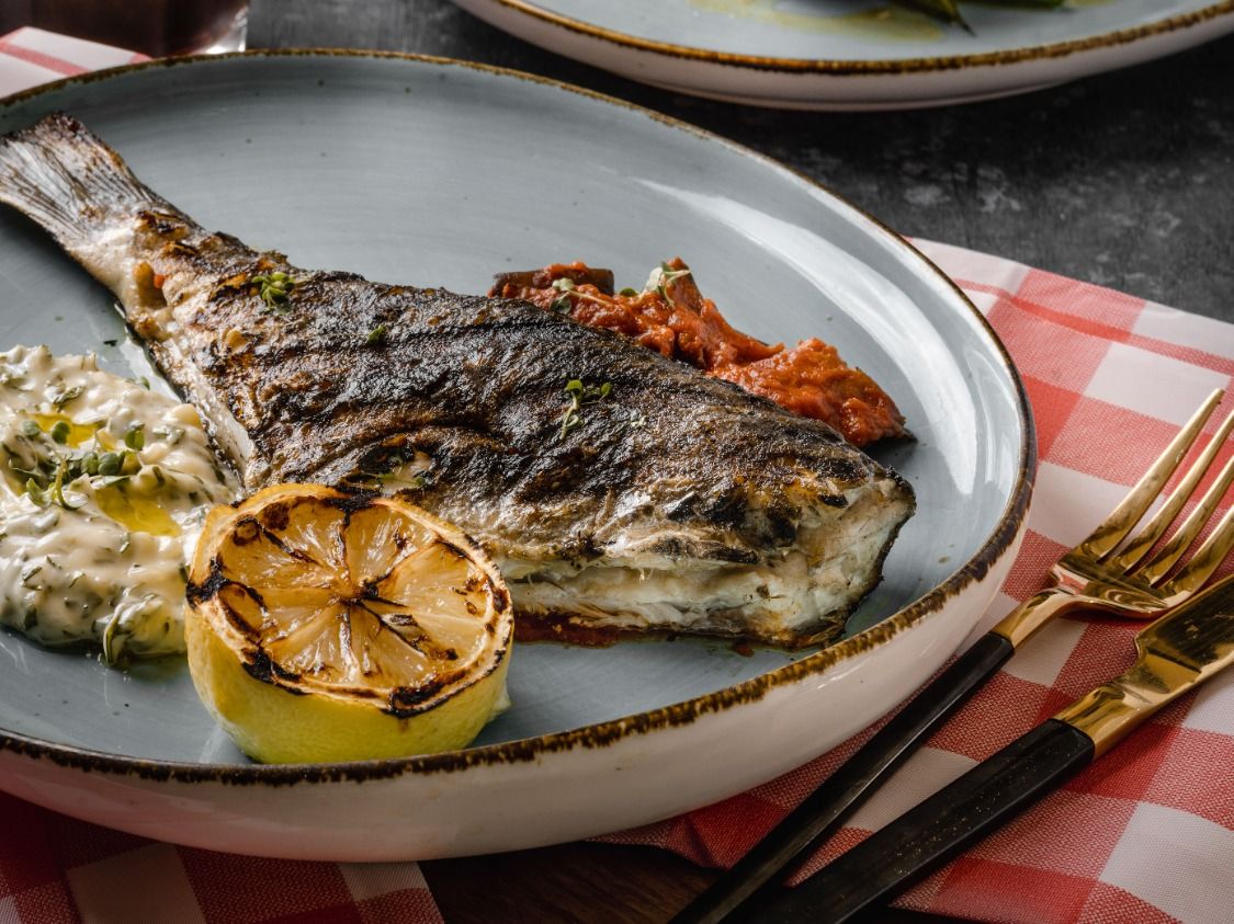 Sea Bream With Tartar Sauce And Grilled Lemon